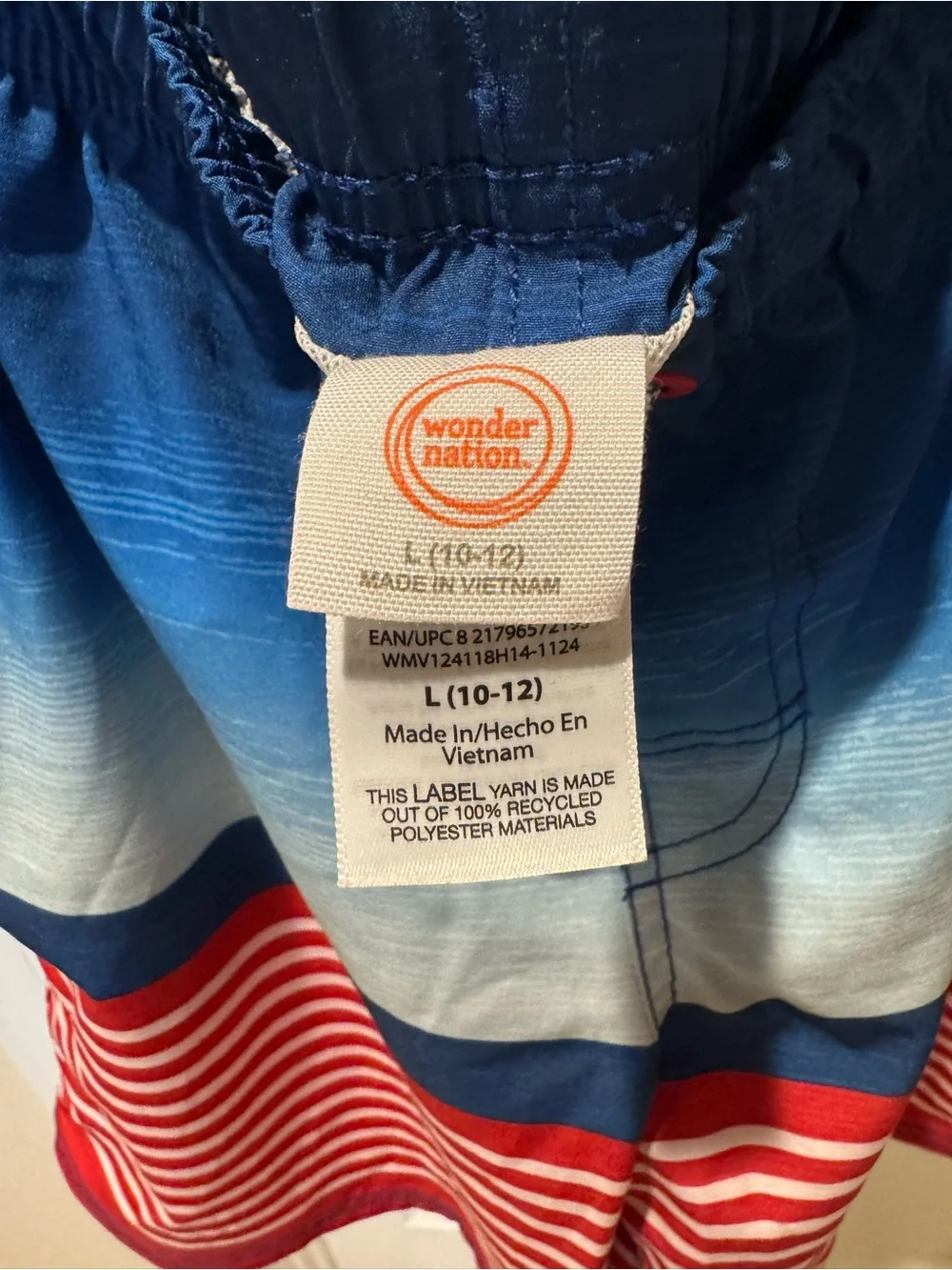 wonder nation Blue, White & Red Boys Swim Trunks